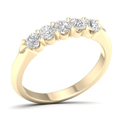 10K Solid Gold 1/ CT. T.W. Lab-Grown Diamond Five Stone Ring