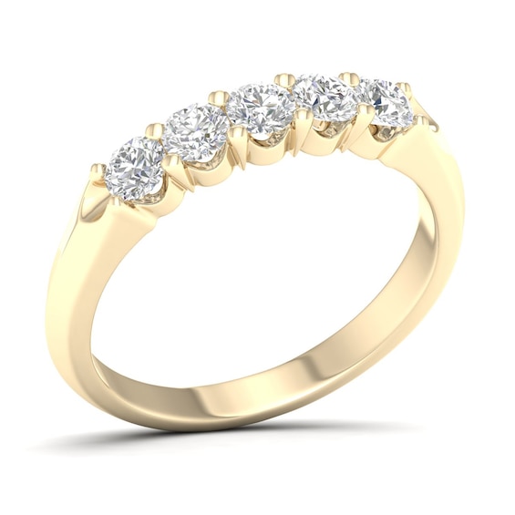 10K Solid Gold 1/ CT. T.W. Lab-Grown Diamond Five Stone Ring