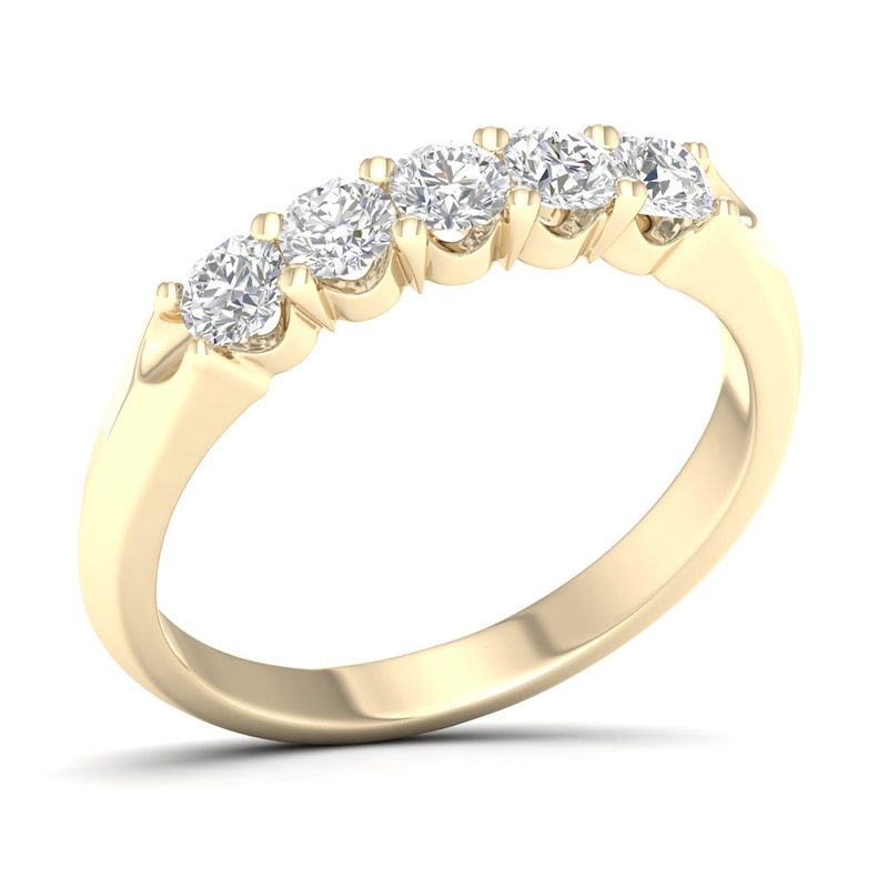 ​​​​​​​​​​​​​​10K Solid Gold 1/2 CT. T.W. Lab-Created Diamond Five Stone Ring