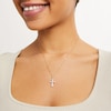 Thumbnail Image 2 of 14K Solid Gold CZ Graduated Stone Cross Charm
