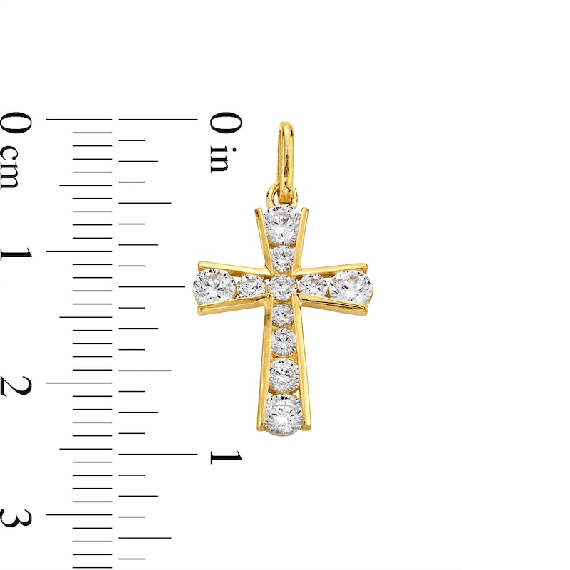 Main Image 4 of 14K Solid Gold CZ Graduated Stone Cross Charm