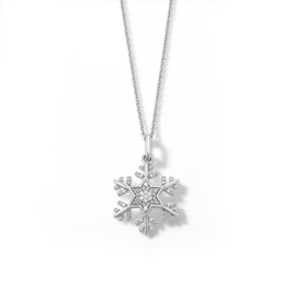Sterling Silver 1/20 CT. T.W. Diamond Snowflake Pendant - 18"