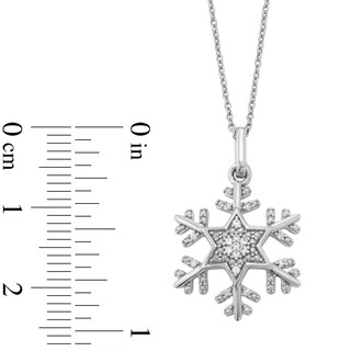 Sterling Silver 1/20 CT. T.W. Diamond Snowflake Pendant - 18"
