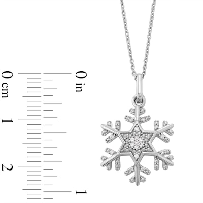 Sterling Silver 1/20 CT. T.W. Diamond Snowflake Pendant - 18"