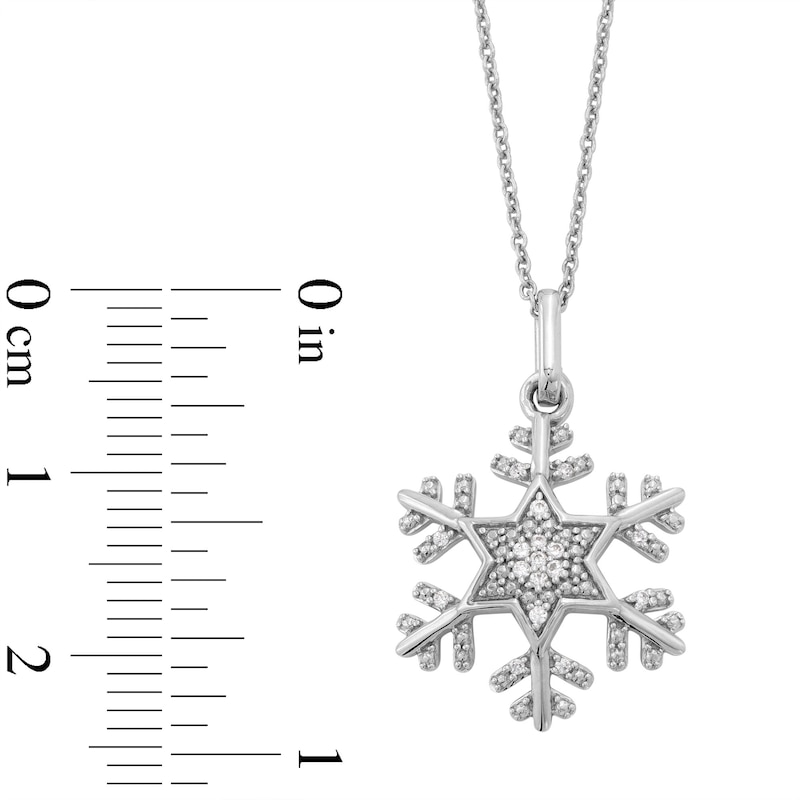 Main Image 3 of Sterling Silver 1/20 CT. T.W. Diamond Snowflake Pendant - 18"