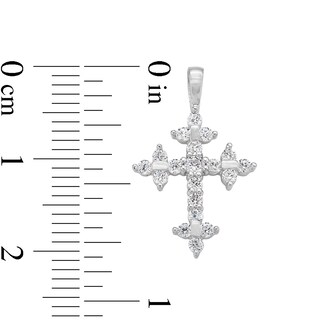 10K Solid White Gold CZ Cross Charm