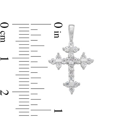 10K Solid White Gold CZ Cross Charm