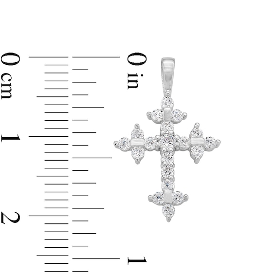 10K Solid White Gold CZ Cross Charm