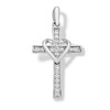 Thumbnail Image 1 of 10K Solid White Gold CZ Cross with Heart Charm