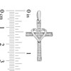 Thumbnail Image 4 of 10K Solid White Gold CZ Cross with Heart Charm