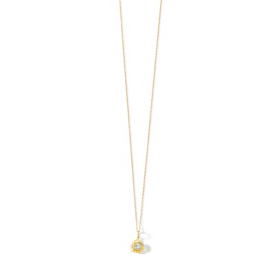 14K Semi-Solid Gold CZ Love Knot Pendant - 16" + 2"
