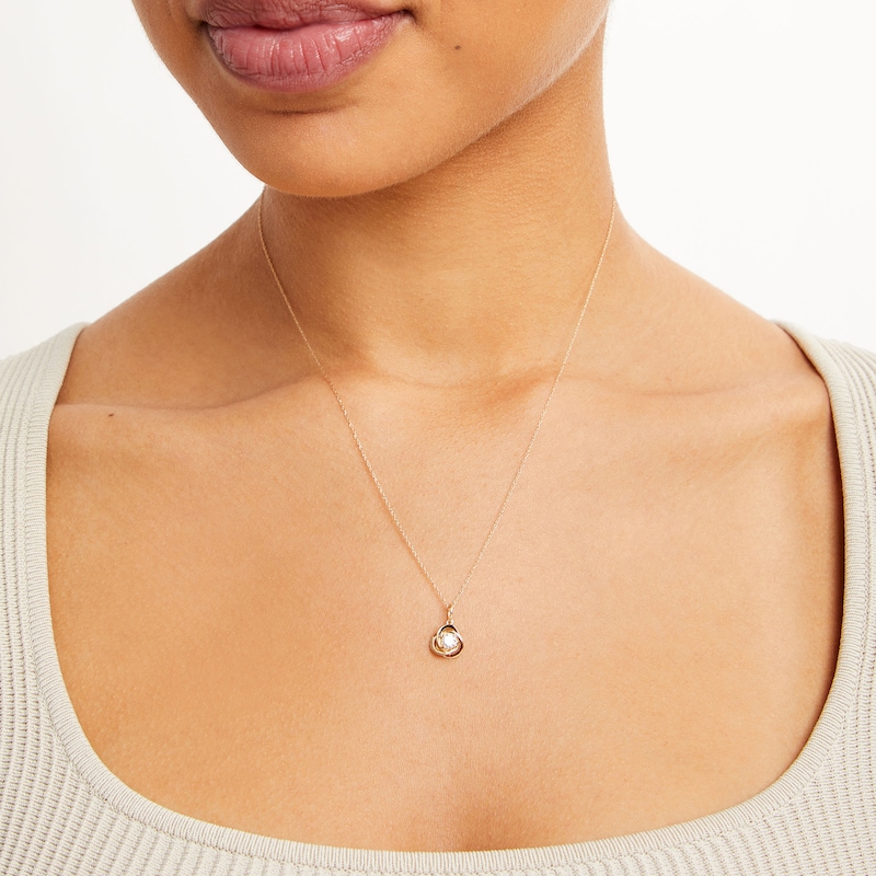 Main Image 2 of 14K Semi-Solid Gold CZ Love Knot Pendant - 16" + 2"