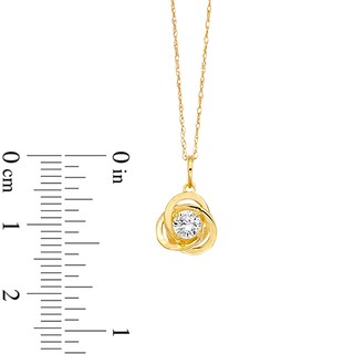 14K Semi-Solid Gold CZ Love Knot Pendant - 16" + 2"