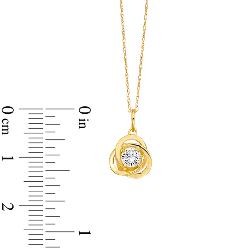 Main Image 4 of 14K Semi-Solid Gold CZ Love Knot Pendant - 16" + 2"