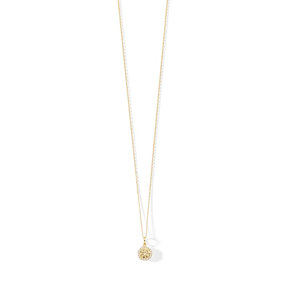 10K Semi-Solid Gold CZ Champagne Halo Necklace