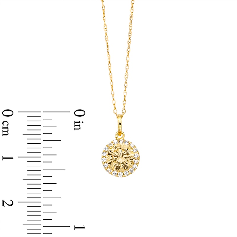 10K Semi-Solid Gold CZ Champagne Halo Necklace