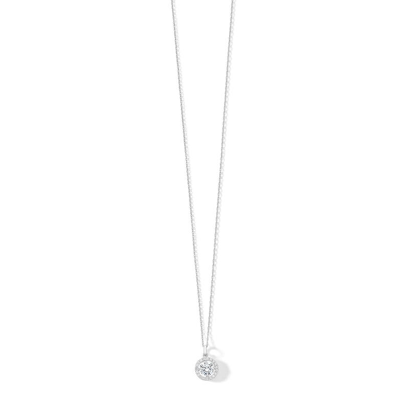 Main Image 1 of ​​​​​​​10K Semi-Solid White Gold CZ Halo Pendant - 16" + 2"