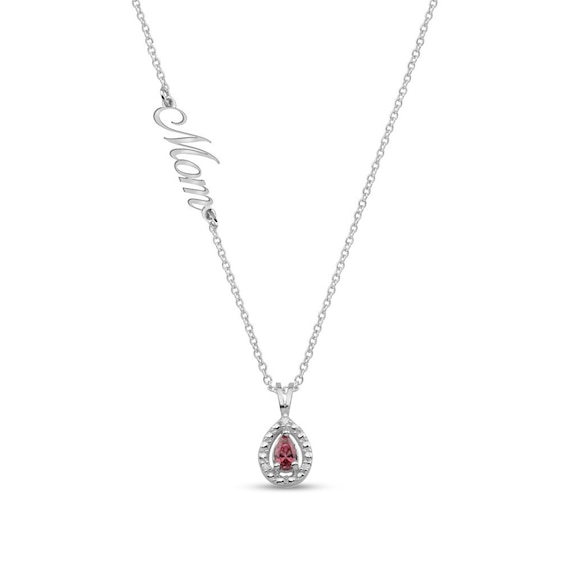Sterling Silver Diamond Accent and Birthstone Teardrop Name Necklace