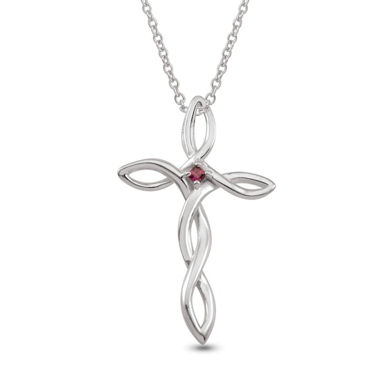 Sterling Silver Birthstone Cross Necklace