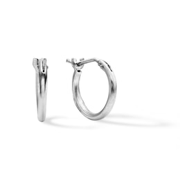 ​​​​​​​10K Semi-Solid White Gold Snap Hoops
