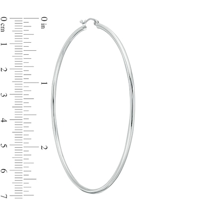 10K Hollow White Gold 70mm Hoops