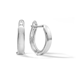 ​​​​​​​14K Solid White Gold Snap Hoops