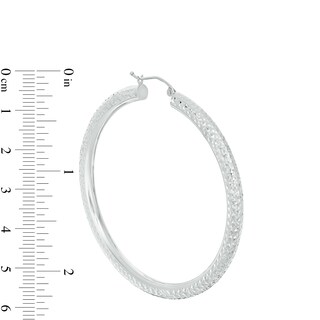 10K Hollow White Gold Diamond-Cut 70mm Hoops