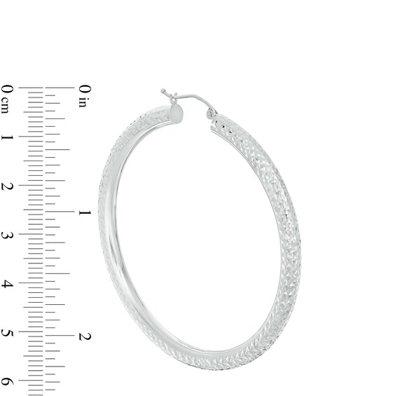 10K Hollow White Gold Diamond-Cut 70mm Hoops