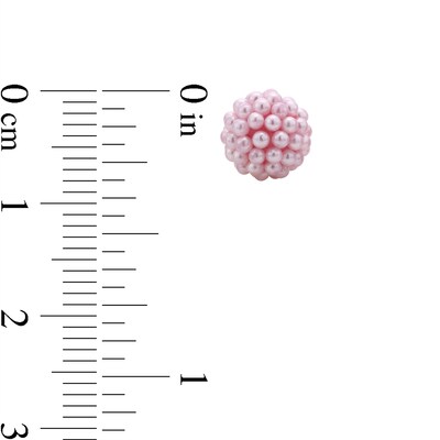 Child's Sterling Silver Pink Synthetic Pearl Puff Studs