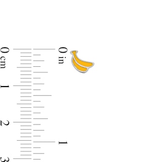 Child's Sterling Silver Enamel Monkey Banana Mismatch Studs