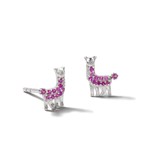 Llama Stud Earrings Enamel and Sterling Silver Childrens Llama Stud Earrings Enamel and Sterling Silver Childrens