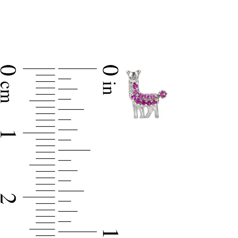 Child's Sterling Silver Pink CZ Llama Studs