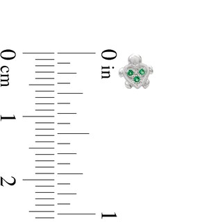 Child's Sterling Silver Green CZ Turtle Studs