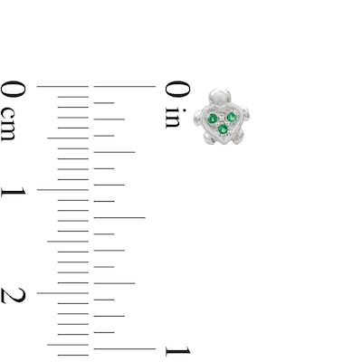 Child's Sterling Silver Green CZ Turtle Studs