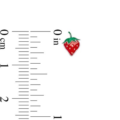 Child's Sterling Silver Enamel Strawberry Studs