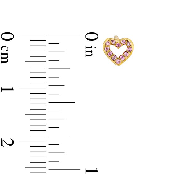 10K Solid Gold CZ Pink Open Heart Studs