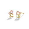 Thumbnail Image 0 of 10K Solid Gold CZ Pink Double Heart Studs