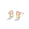 Thumbnail Image 1 of 10K Solid Gold CZ Pink Double Heart Studs