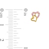 Thumbnail Image 3 of 10K Solid Gold CZ Pink Double Heart Studs
