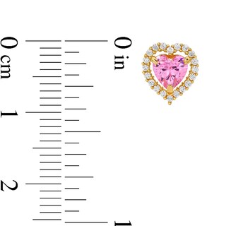 14K Gold Pink CZ Heart Studs