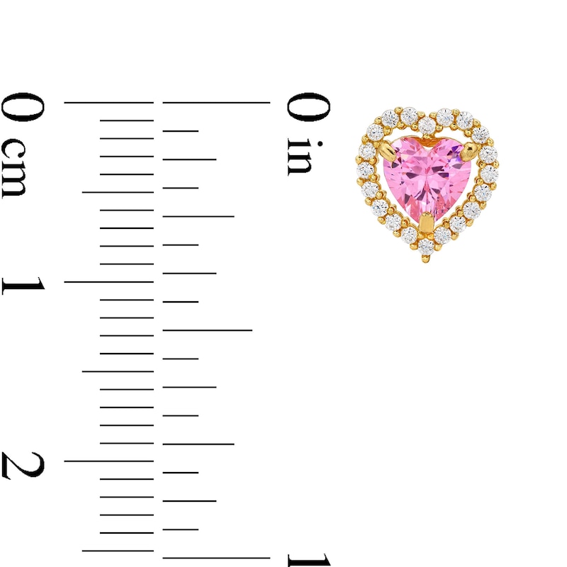 Main Image 3 of 14K Gold Pink CZ Heart Studs