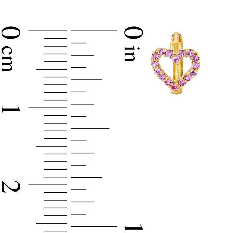 Main Image 3 of 10K Solid Gold CZ Pink Open Heart Huggies