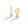 Thumbnail Image 0 of ​​​​​​​10K Solid Gold CZ Pink Flower Dangle Huggies