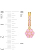 Thumbnail Image 2 of ​​​​​​​10K Solid Gold CZ Pink Flower Dangle Huggies