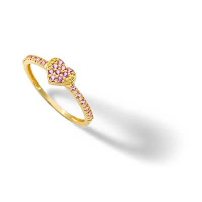 ​​​​​​​10K Solid Gold CZ Pink Heart Ring