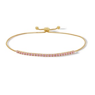 10K Solid Gold Pink CZ Bolo Bracelet