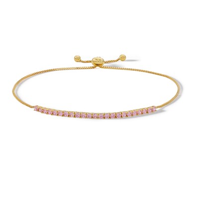 10K Solid Gold Pink CZ Bolo Bracelet
