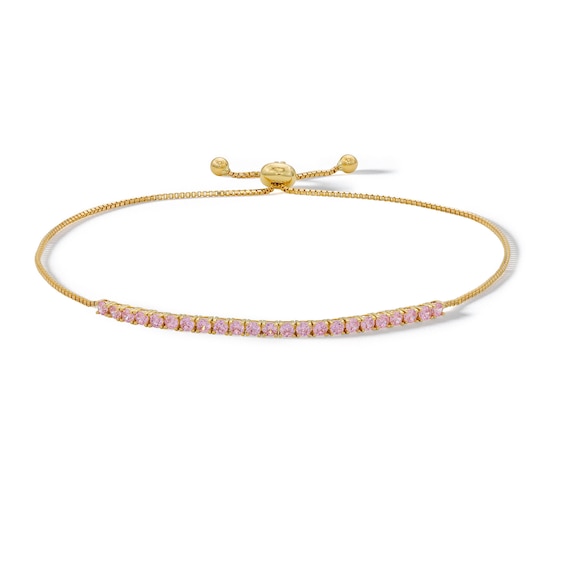 10K Solid Gold Pink CZ Bolo Bracelet
