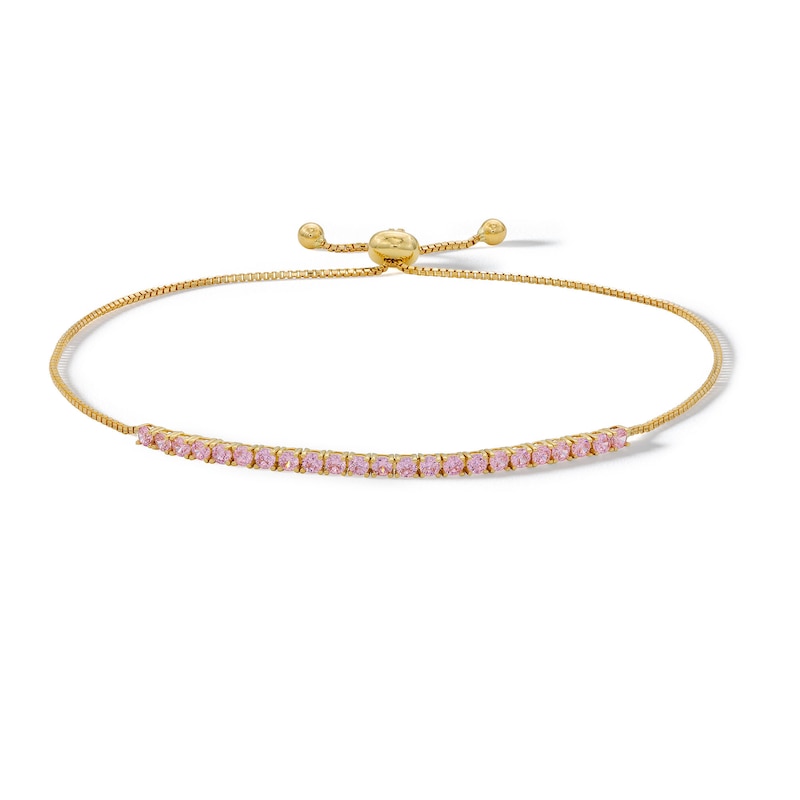 10K Solid Gold Pink CZ Bolo Bracelet