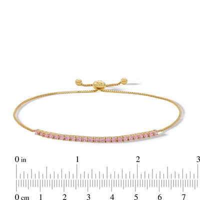 10K Solid Gold Pink CZ Bolo Bracelet